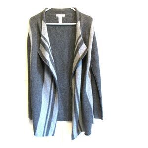 Womens Wool Blend Cardigan SZ M Open Front Classic Tight Knit Gray
